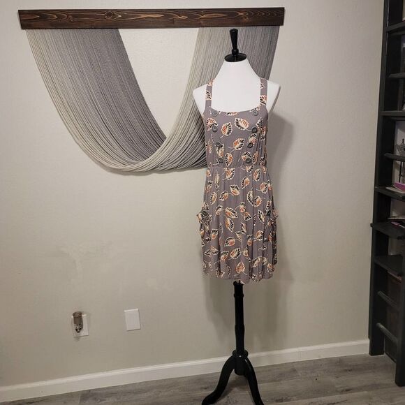 Little Yellow Button Floral Dress Sz M - Picture 2 of 8
